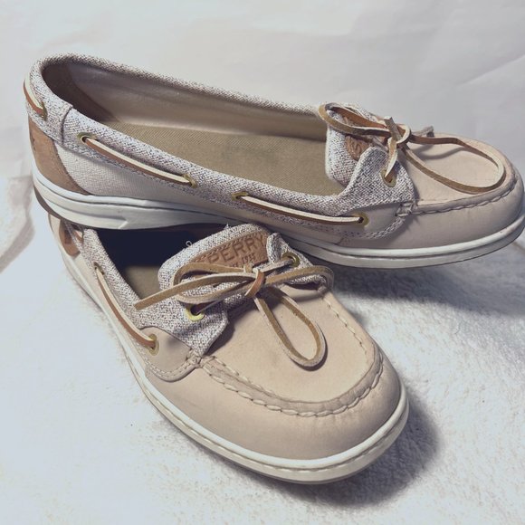 Sperry Shoes - Sperry Angelfish Top Sider Women's Slip On Boat Shoes-Leather/Canvas-Size 8